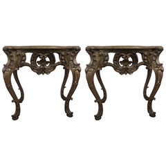 Pair Of 18th Century Italian Baroque Giltwood Console Tables