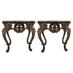 Antique Pair Of 18th Century Italian Baroque Giltwood Console Tables