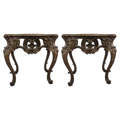 Paar italienische Konsolentische aus Giltwood im Barock des 18.