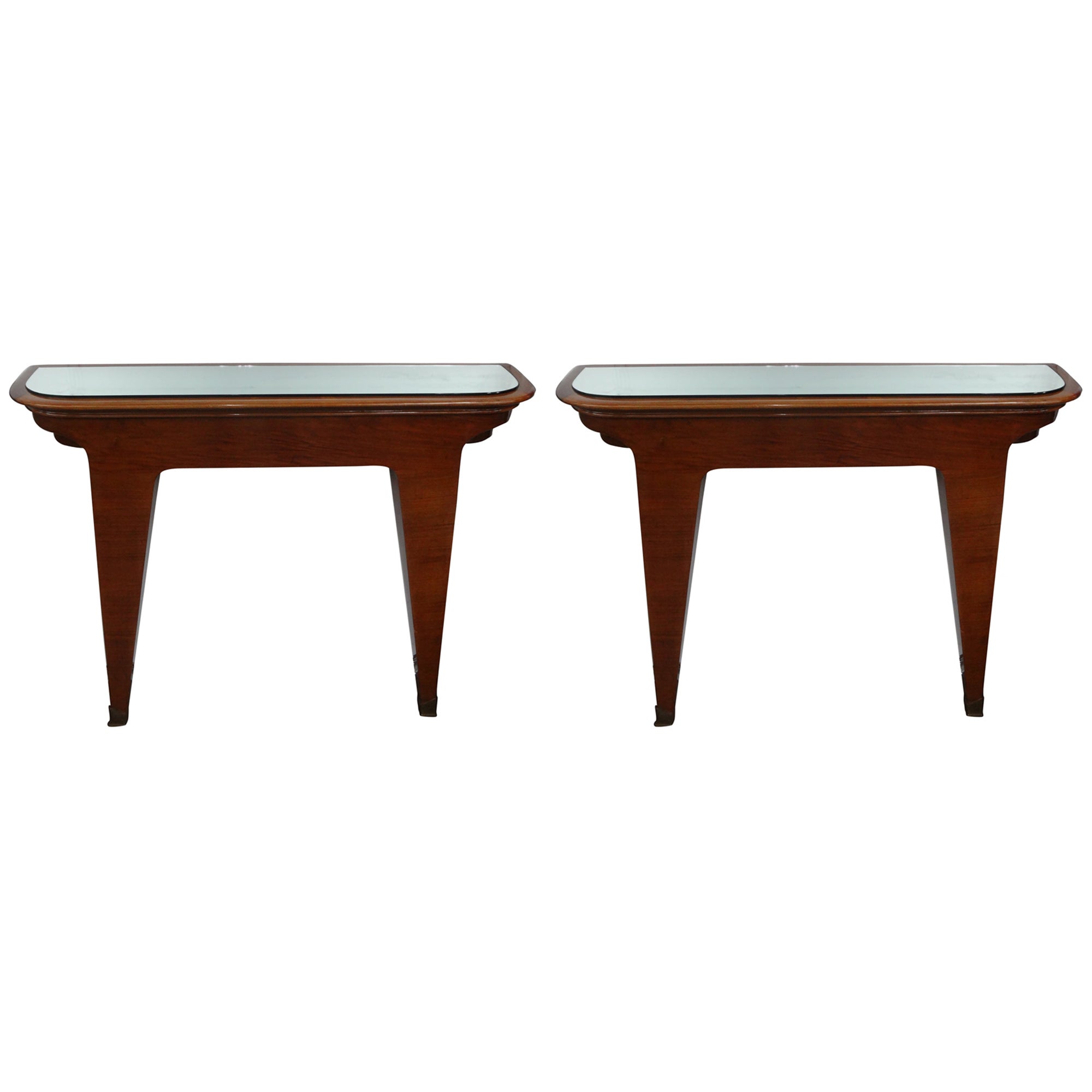 Pair Of Italian Modern Console Tables After Gio Ponti For Sale