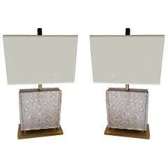 Lalique Style Square Lamps