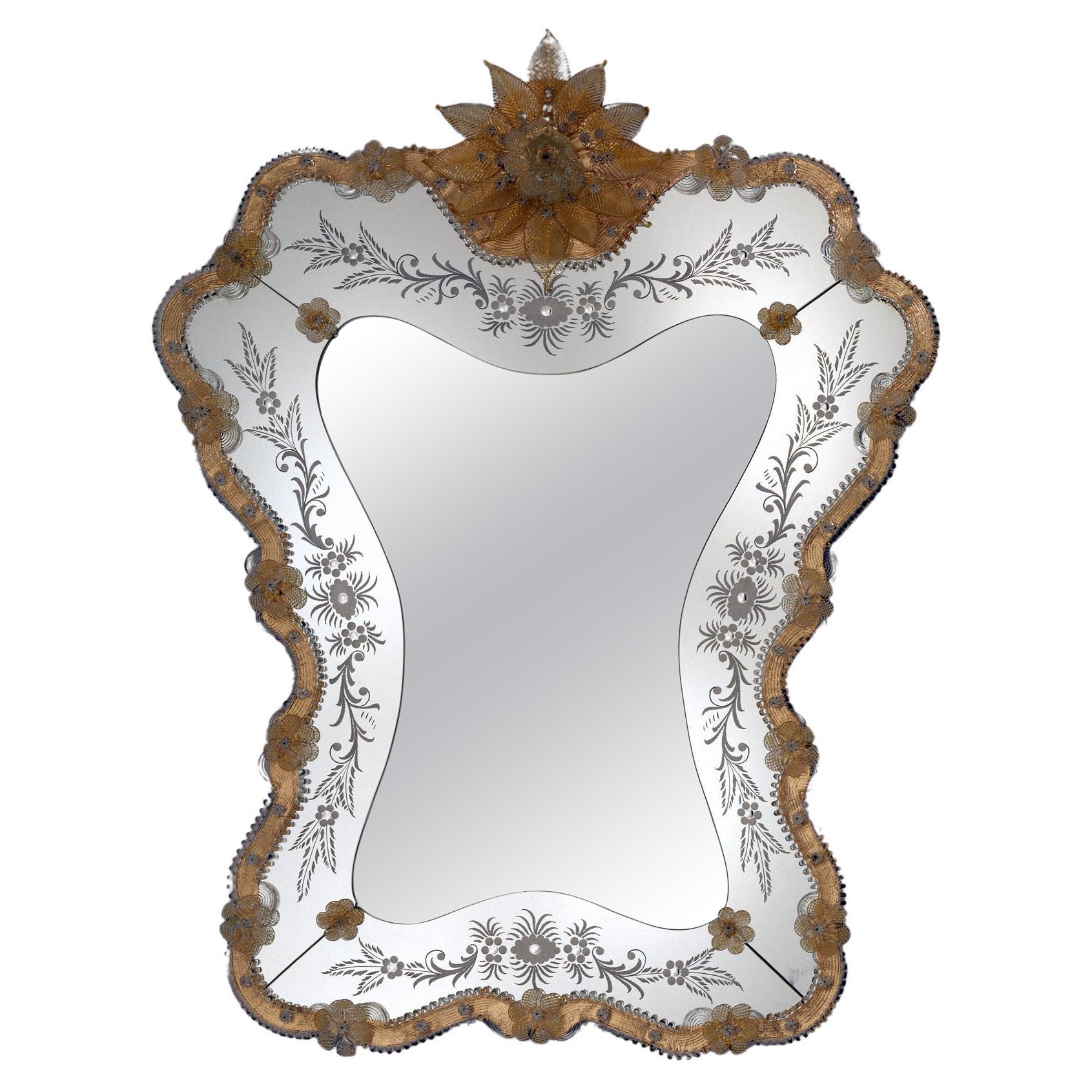 "Casanova" Murano Glass Mirror in Venetian Style, by Fratelli Tosi Murano For Sale