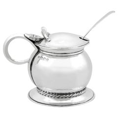 Antique Sterling Silver Mustard Pot by Omar Ramsden Arts & Crafts Style