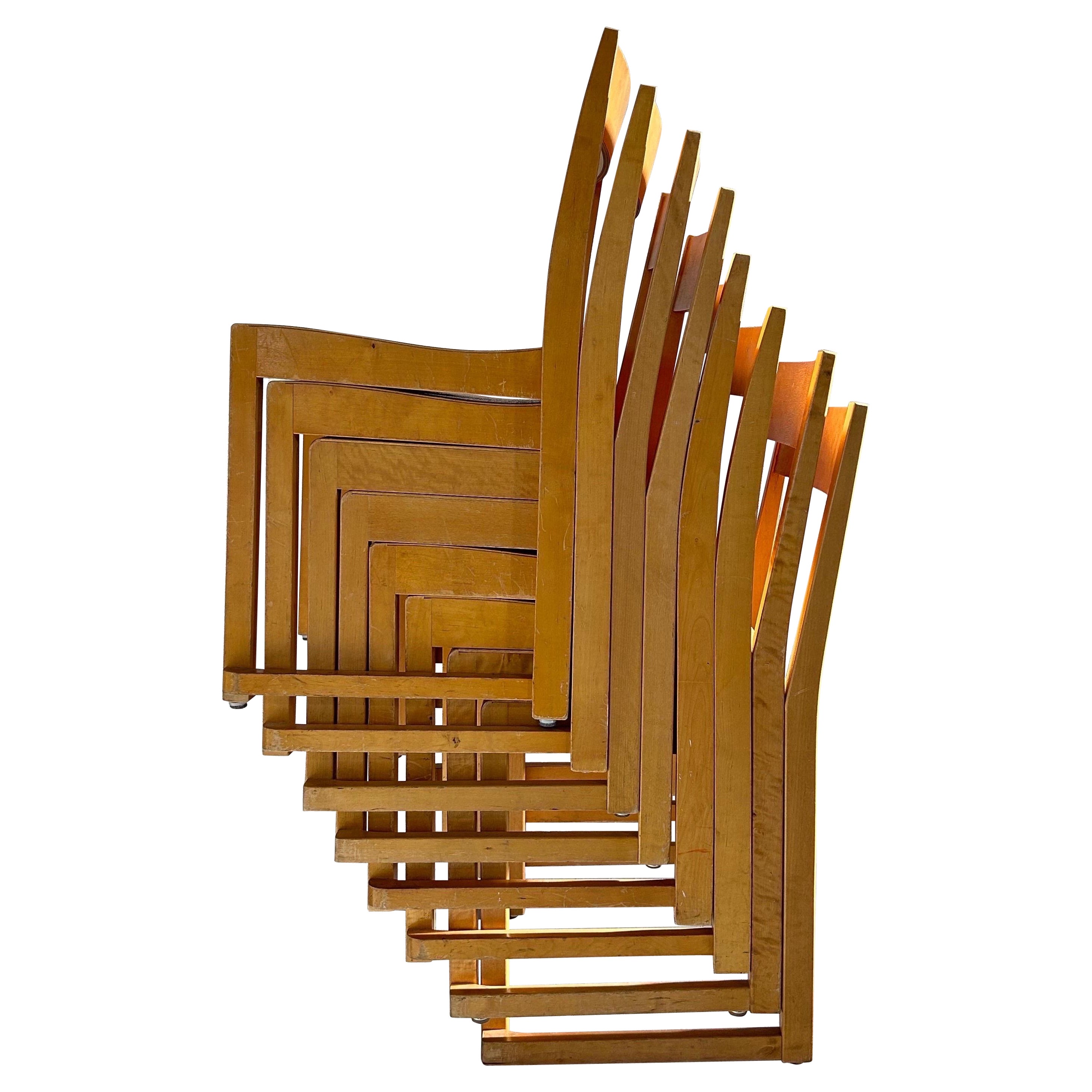 Ensemble de huit chaises d'orchestre modernistes par Sven Markelius, Suède, années 1930 en vente