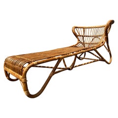1970s Bamboo Chaise Lounge Attributed to Viggo Boesen, Mid Century Modern