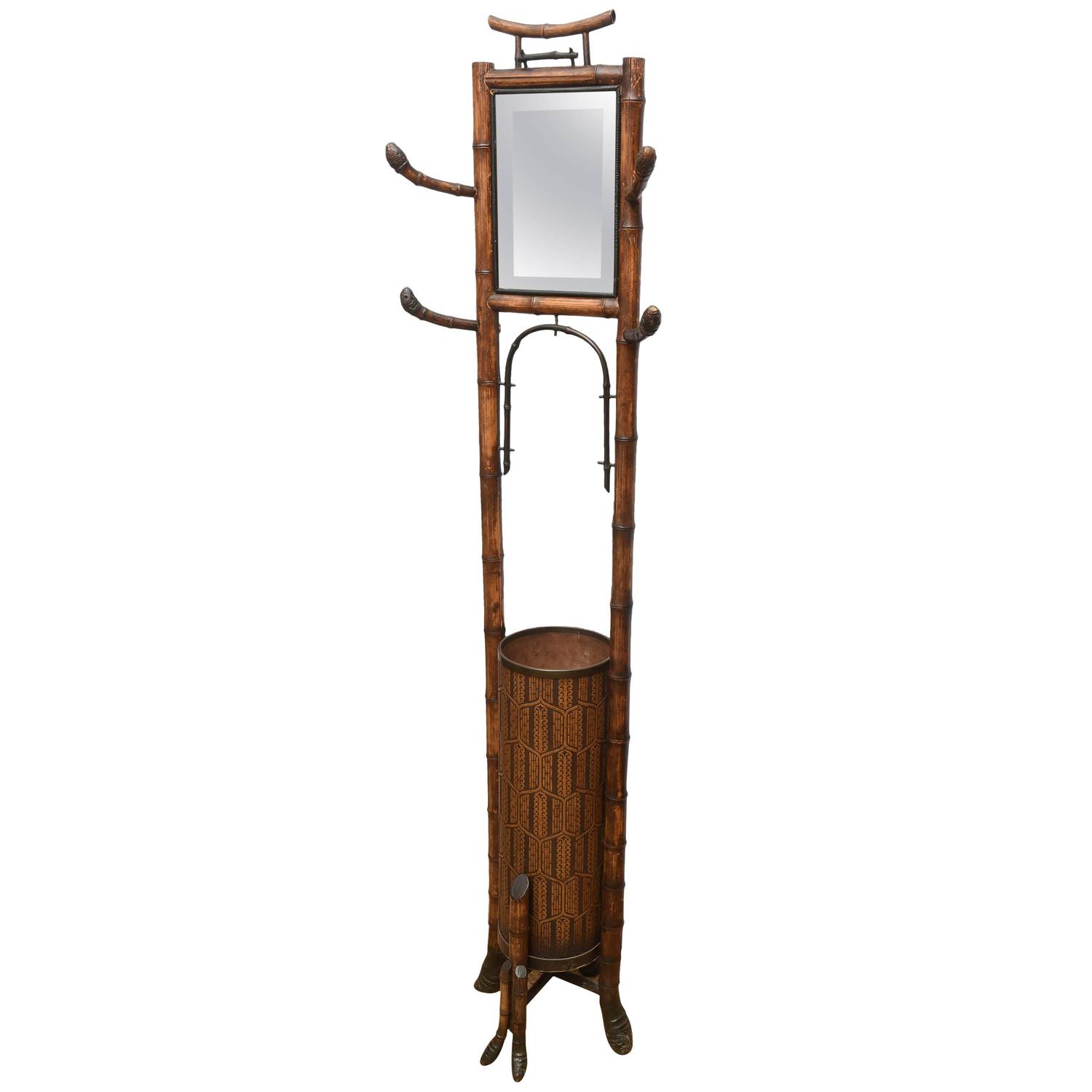 19th Century English Bamboo Hall Tree with Umbrella Stand at 1stdibs