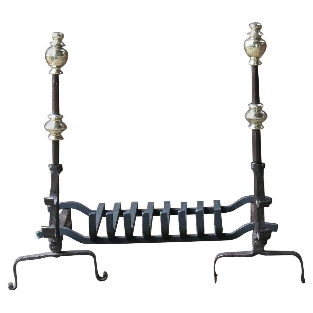 Antique French Louis XIV Period Fireplace Grate, 17th Century For Sale
