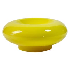Cuenco o jarrón de cristal de Murano italiano moderno de mediados de siglo Cenedese amarillo attr. Nason