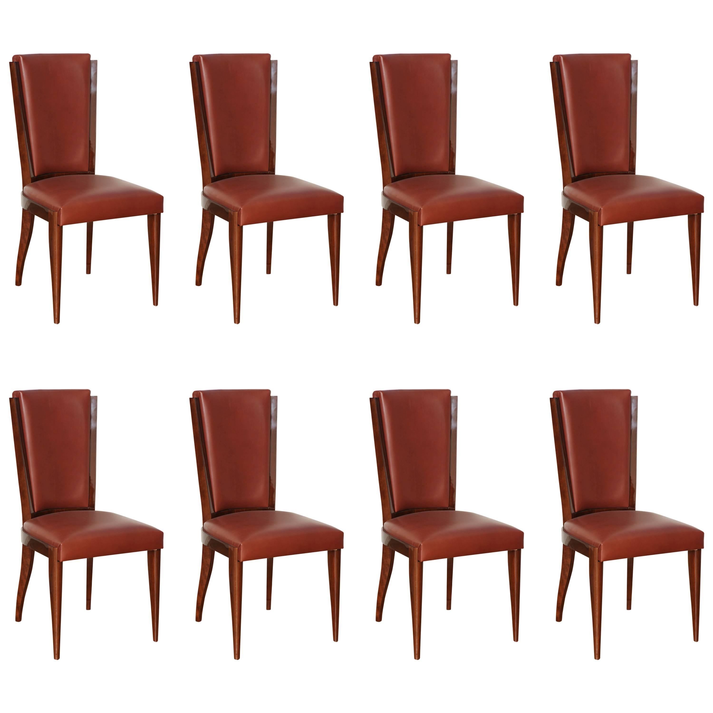 Suite of Eight Art Deco Dining Chairs