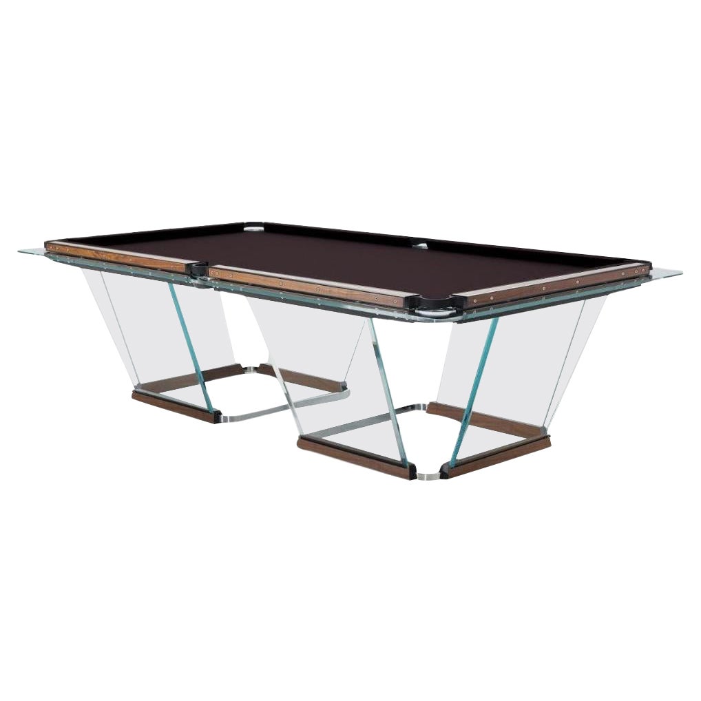 Teckell T1.3 Crystal 8-foot Pool Table in Walnut wood by Marc Sadler