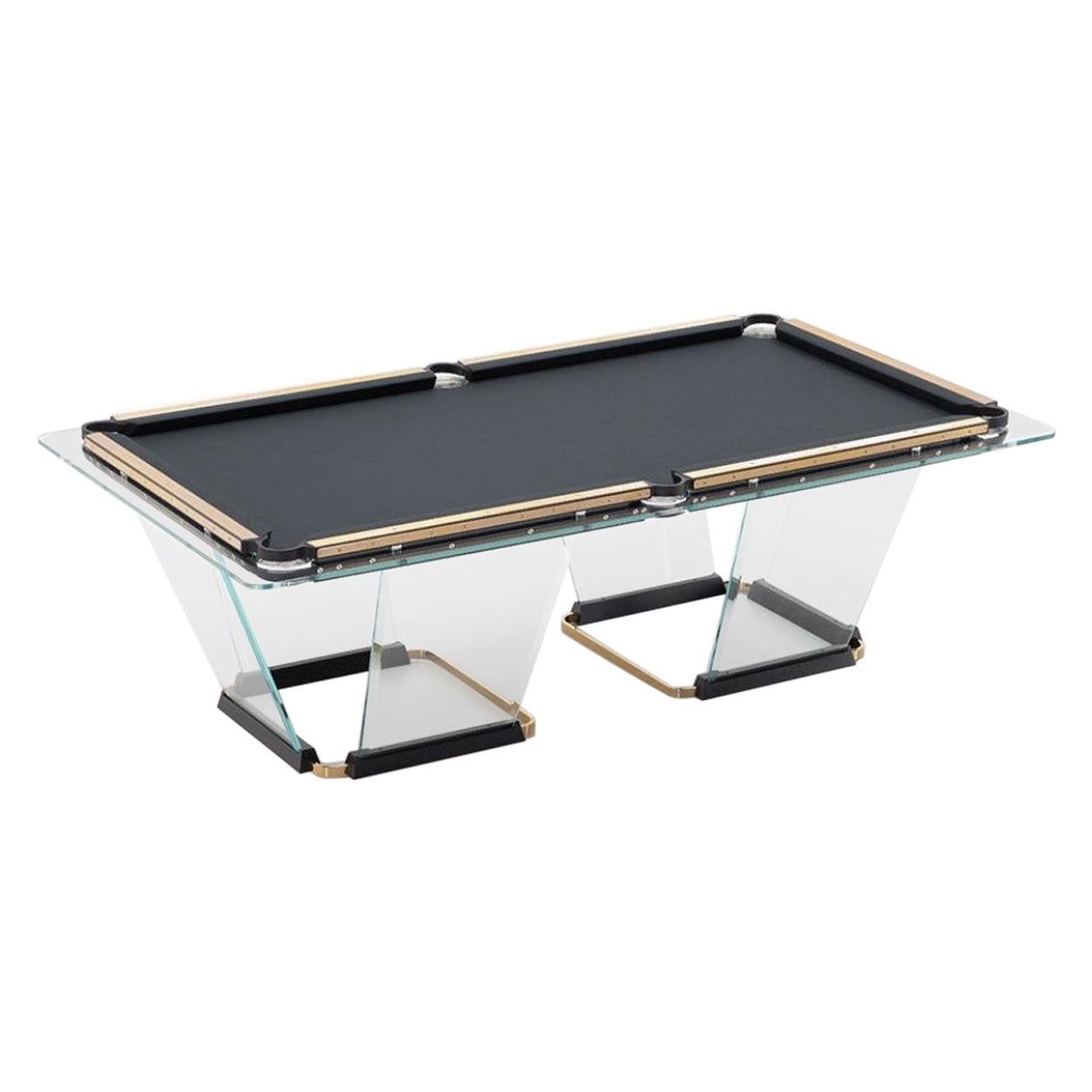 Teckell T1.3 Crystal 9-foot Pool Table in Gold by Marc Sadler