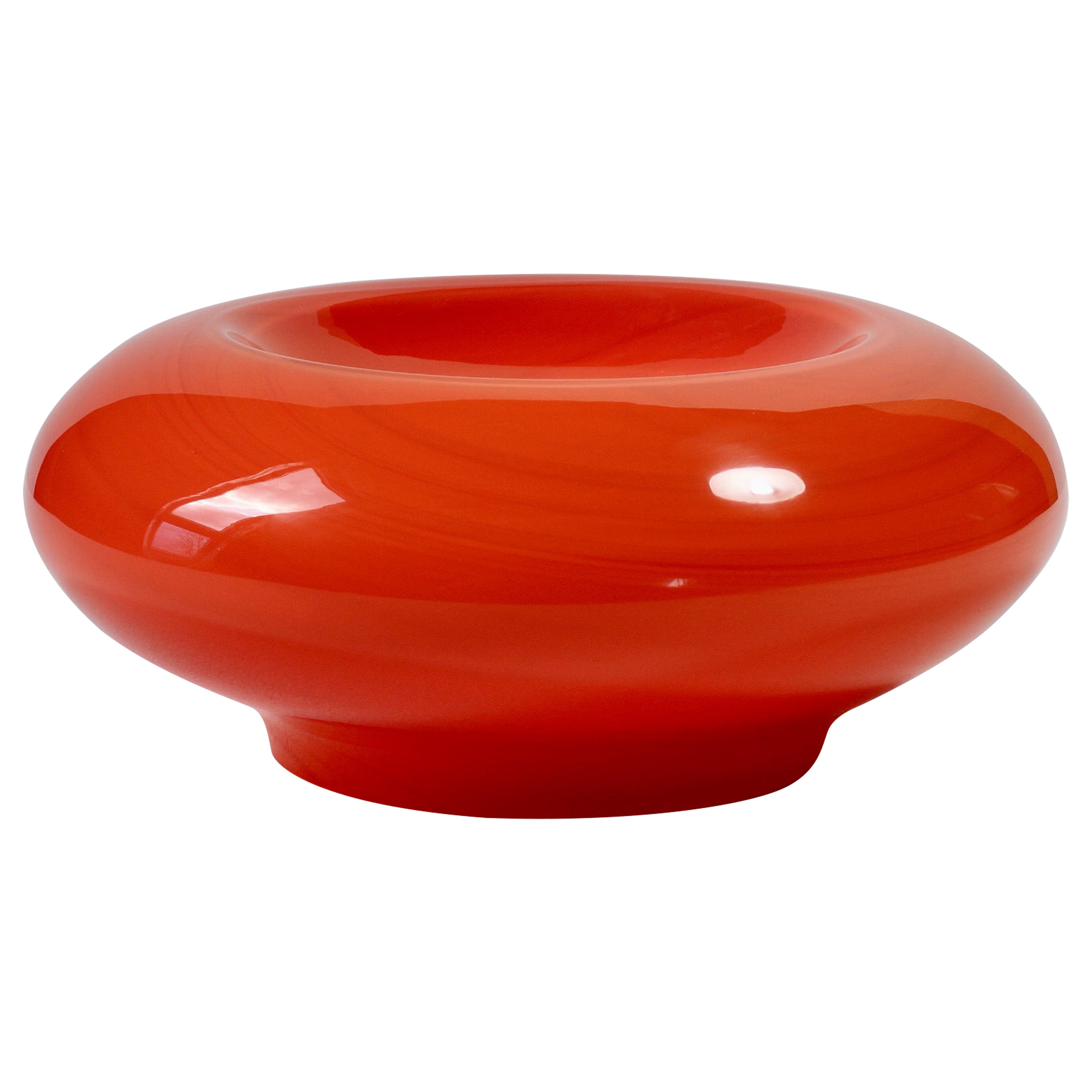 Cenedese Red Mid-Century Modernity Italian Murano Glass Bowl or Vase attr. Nason en vente