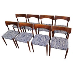 Vintage Set of 8 Danish Rosewood "Model 142" Chairs by B. Pedersen & Søn