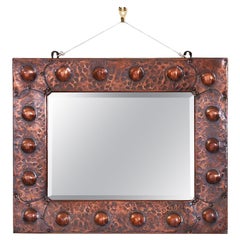 Antique Arts and Crafts Copper Roundel Mirror