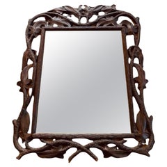 Used Late 19th Century Adirondack Branch Carved Oak Mirror