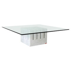 Mesa baja de mármol "Scacco" con tapa de cristal de Cattelan Italia, 1986