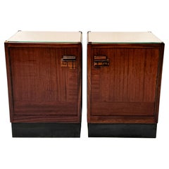 Antique Two walnut Art Deco Amsterdamse School Nightstands or Bedside Tables, 1920s