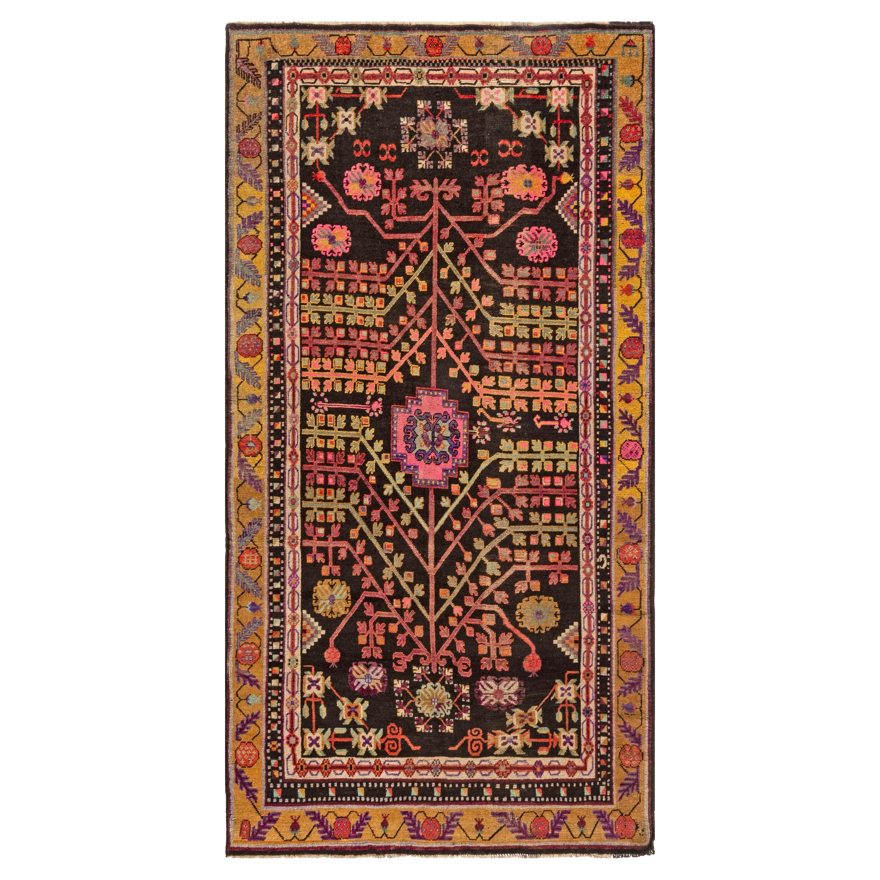 Midcentury Samarkand Handmade Wool Rug For Sale