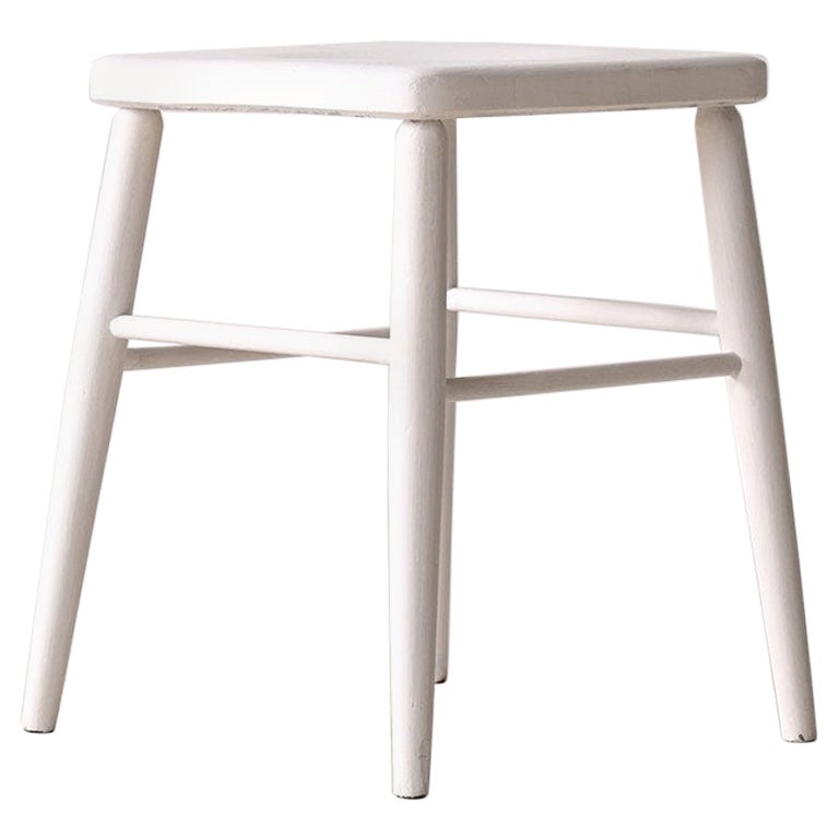 Danish style white wooden stool For Sale