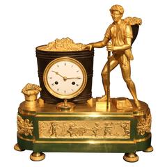 Very Rare French Empire Bronze and Ormolu Mantel Clock
