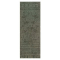 Vintage Kilim Bamboo Green Brown Runner