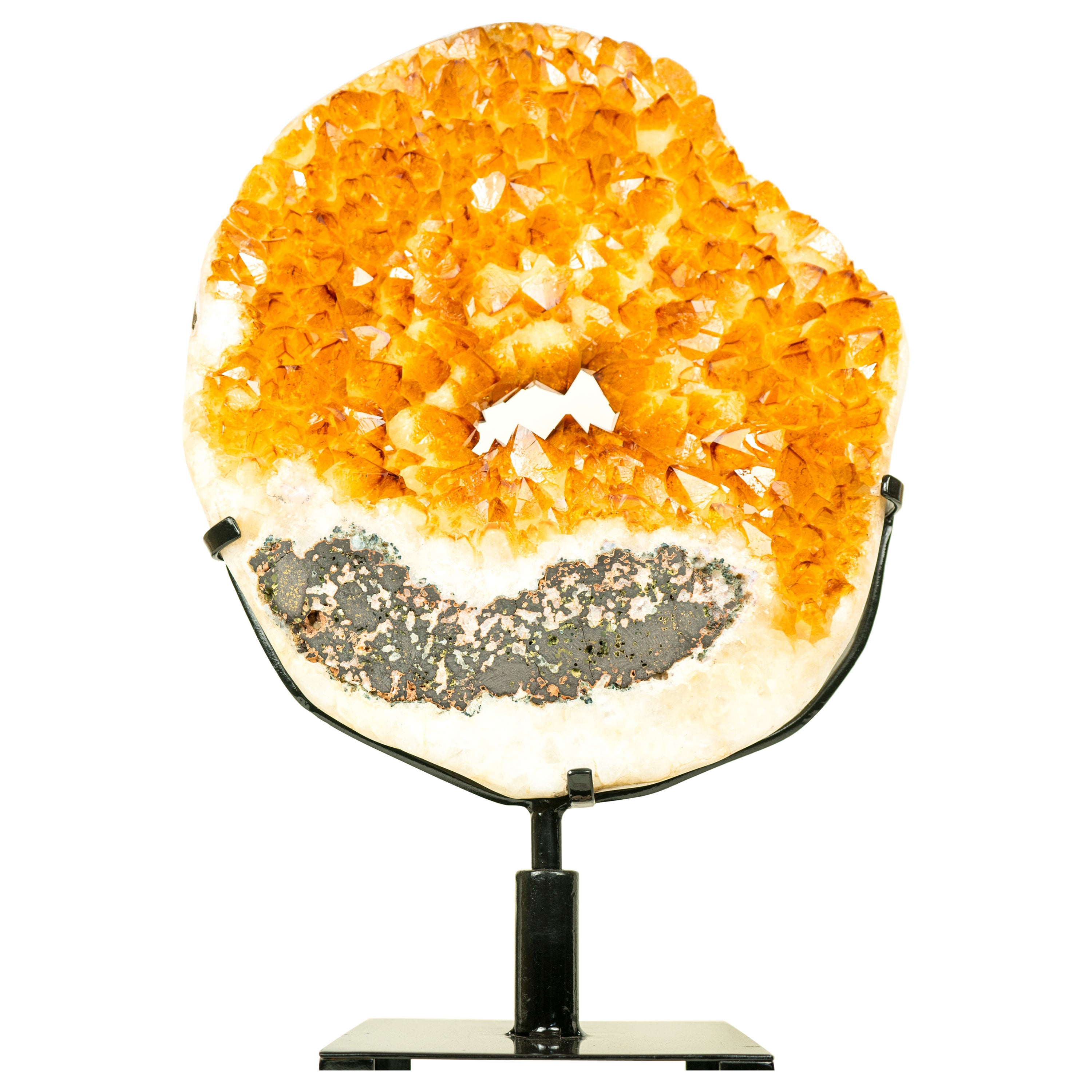 Rare Citrine Geode Portal with AAA Vibrant Golden Citrine and Natural Crown For Sale