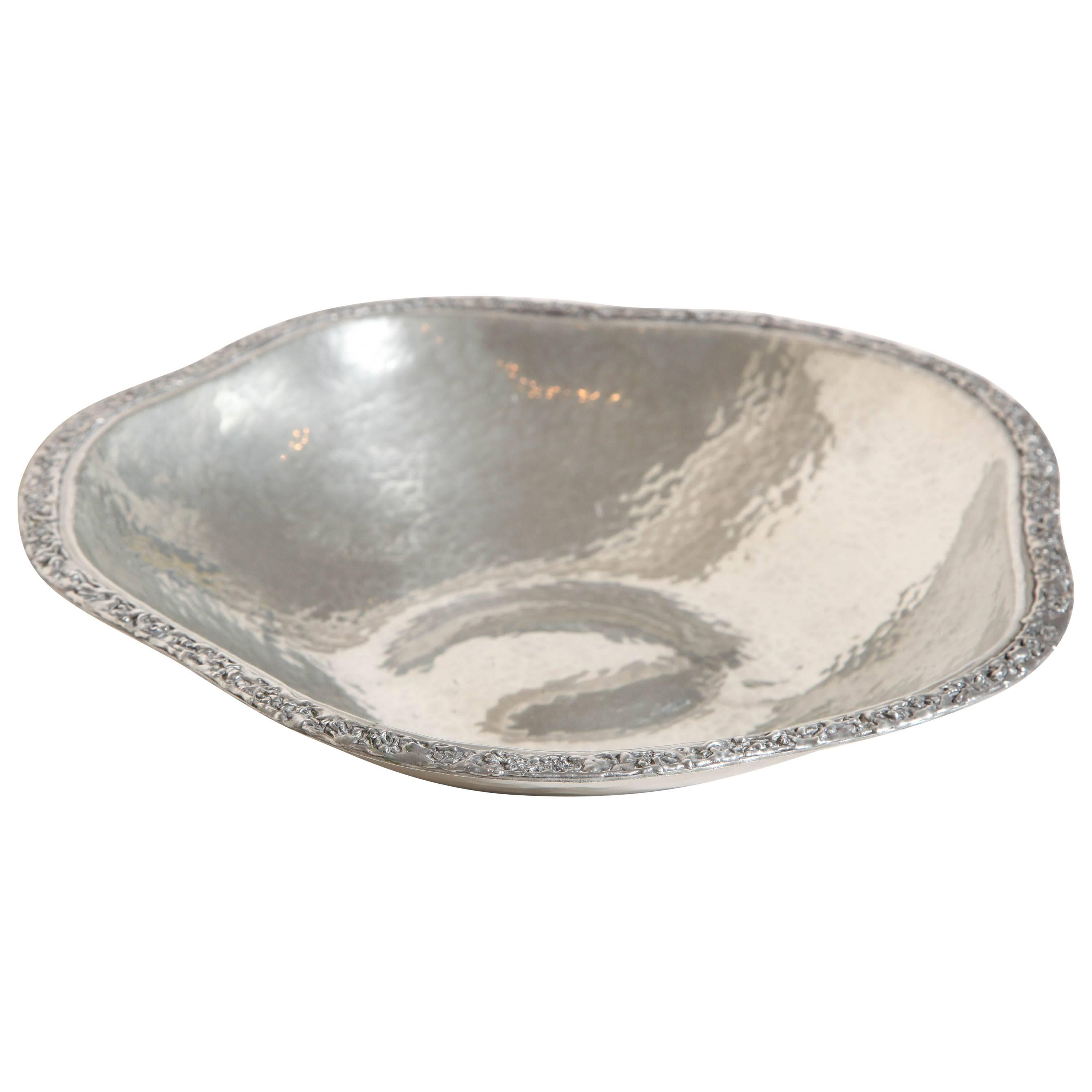 Rene Delavan French Art Deco Pewter Coupe For Sale