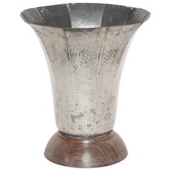 Rene Delavan French Art Deco Pewter and Wood Vase