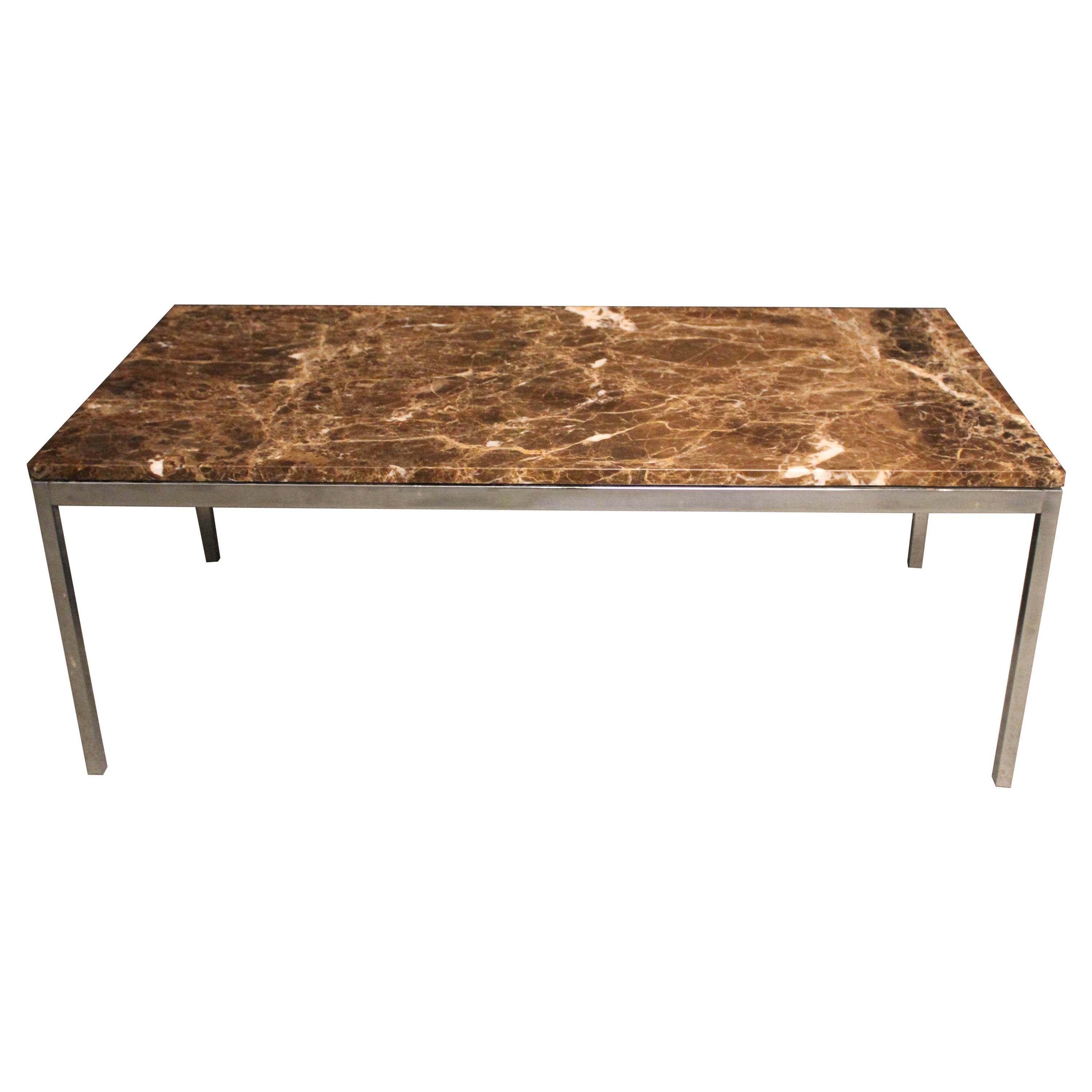 Florence Knoll Marble + Chrome Coffee Table For Sale