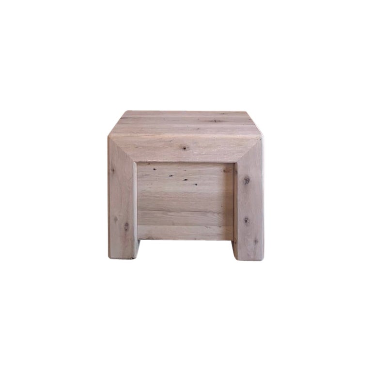 Modern White Oak Handmade Side Table W/Drawer by Fortunata Design For Sale