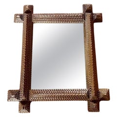 Used Tramp Art Chip Carved Mirror, circa 1920s