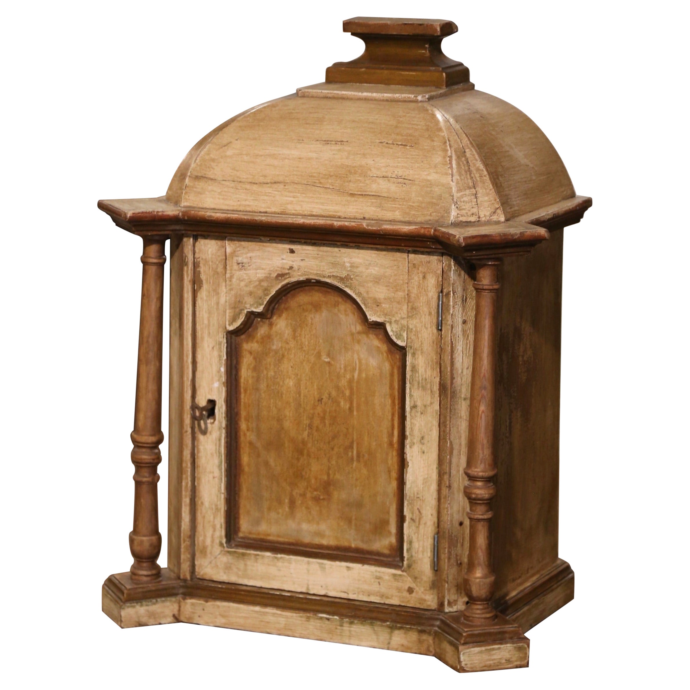 Mid-19th Century French Empire Carved Painted "Tabernacle" Wall Cabinet For Sale