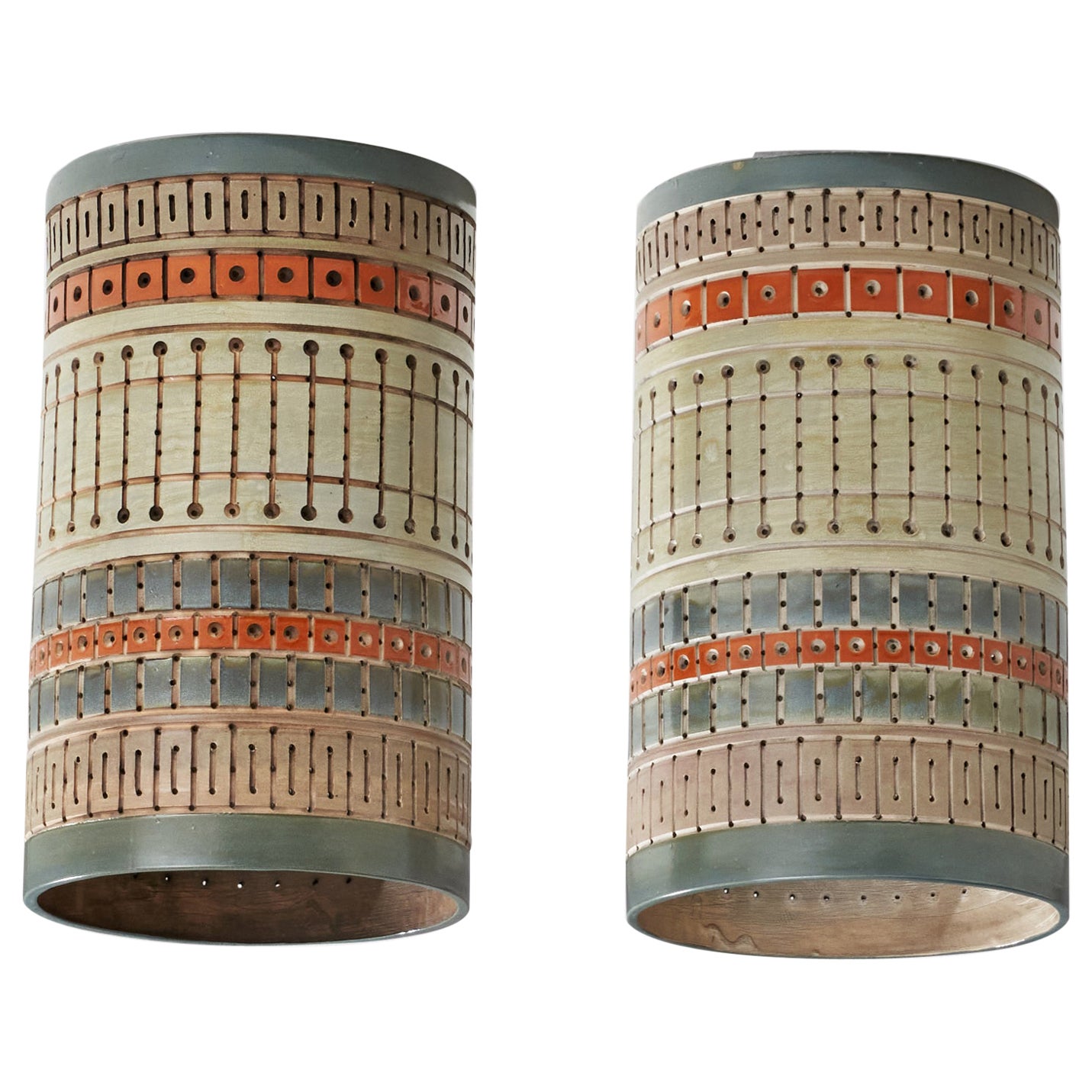 Martha & Beaumont Mood, Einbaubeleuchtung, Keramik, USA, 1970er Jahre