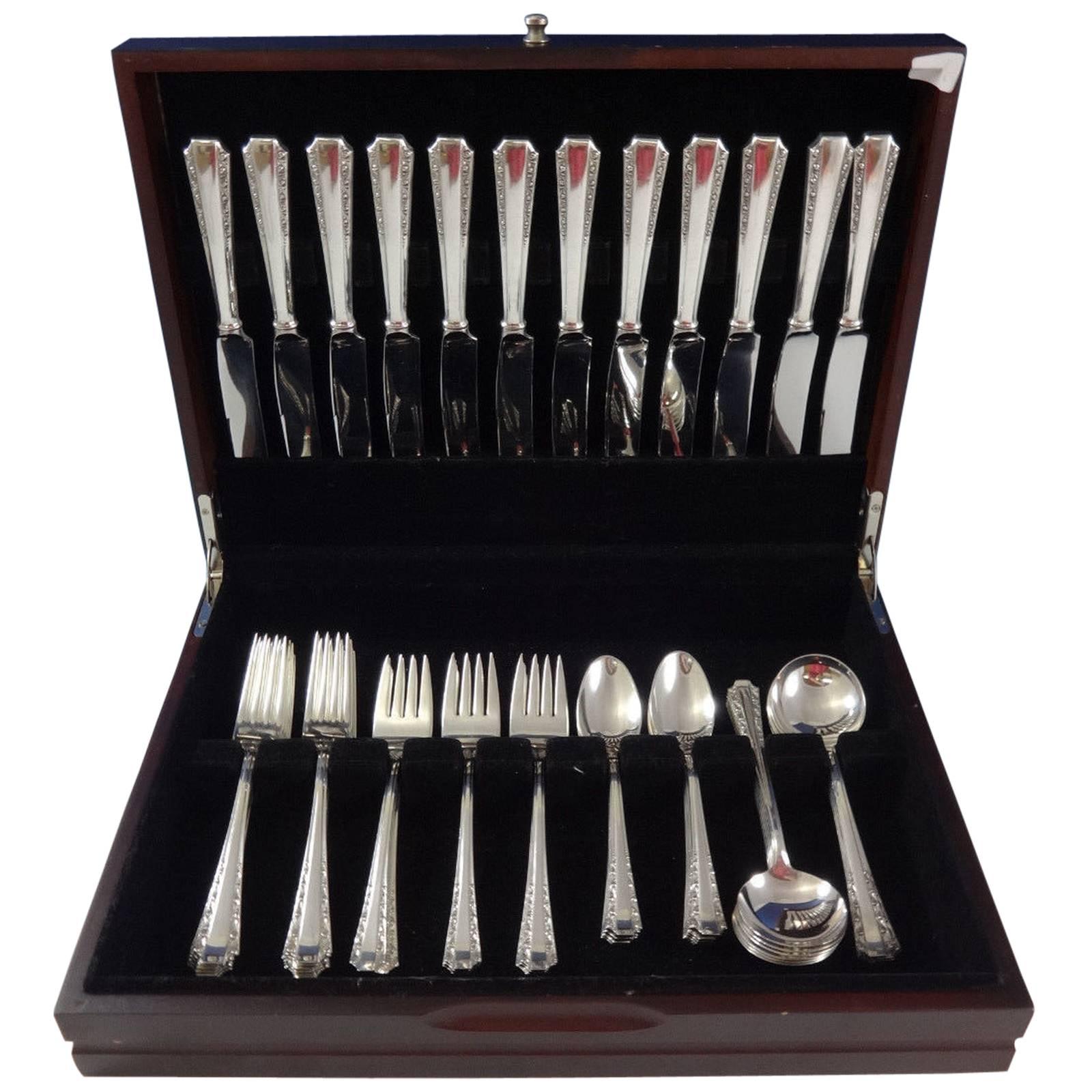 American Colonial by Amston Sterling Silver Flatware Set 12 Service, 60 Pieces For Sale