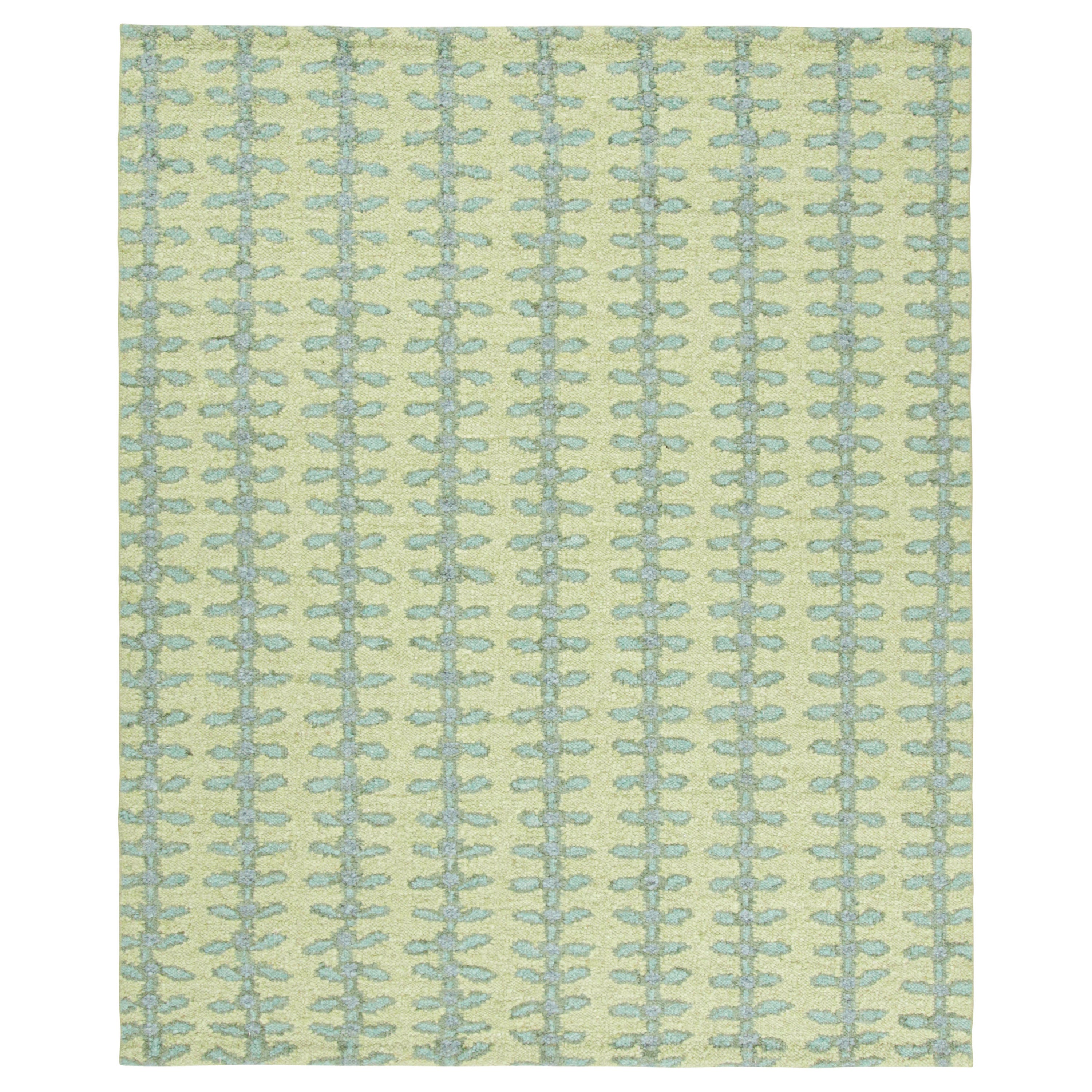 Rug & Kilim’s Scandinavian Style Rug with Green and Blue Floral Pattern
