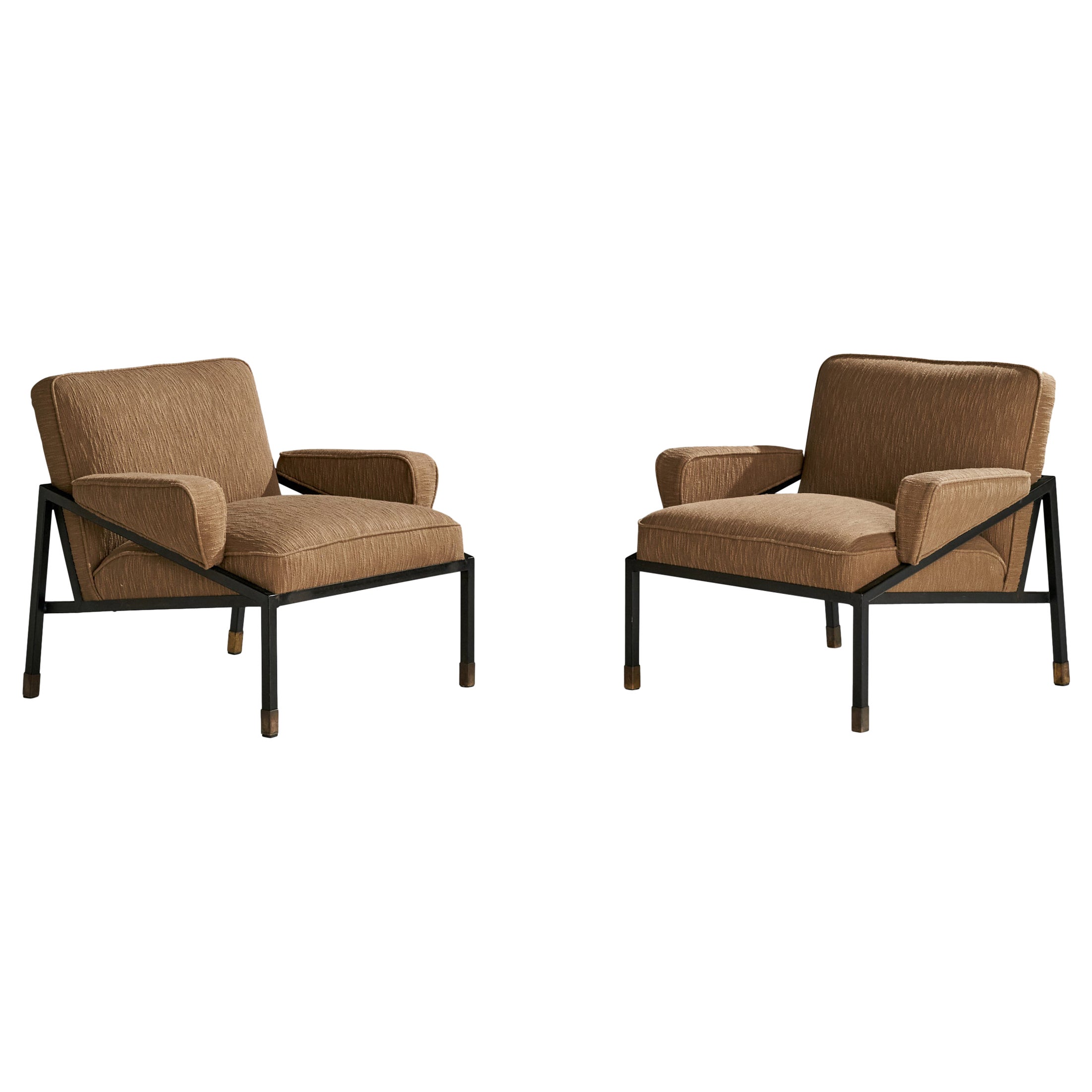 D.R. Bates and Jackson Gregory, Jr, Lounge Chairs, Metal, Fabric, USA, 1955 For Sale