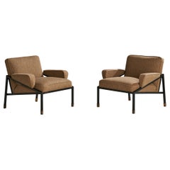D.R. Bates and Jackson Gregory, Jr, Lounge Chairs, Metal, Fabric, USA, 1955
