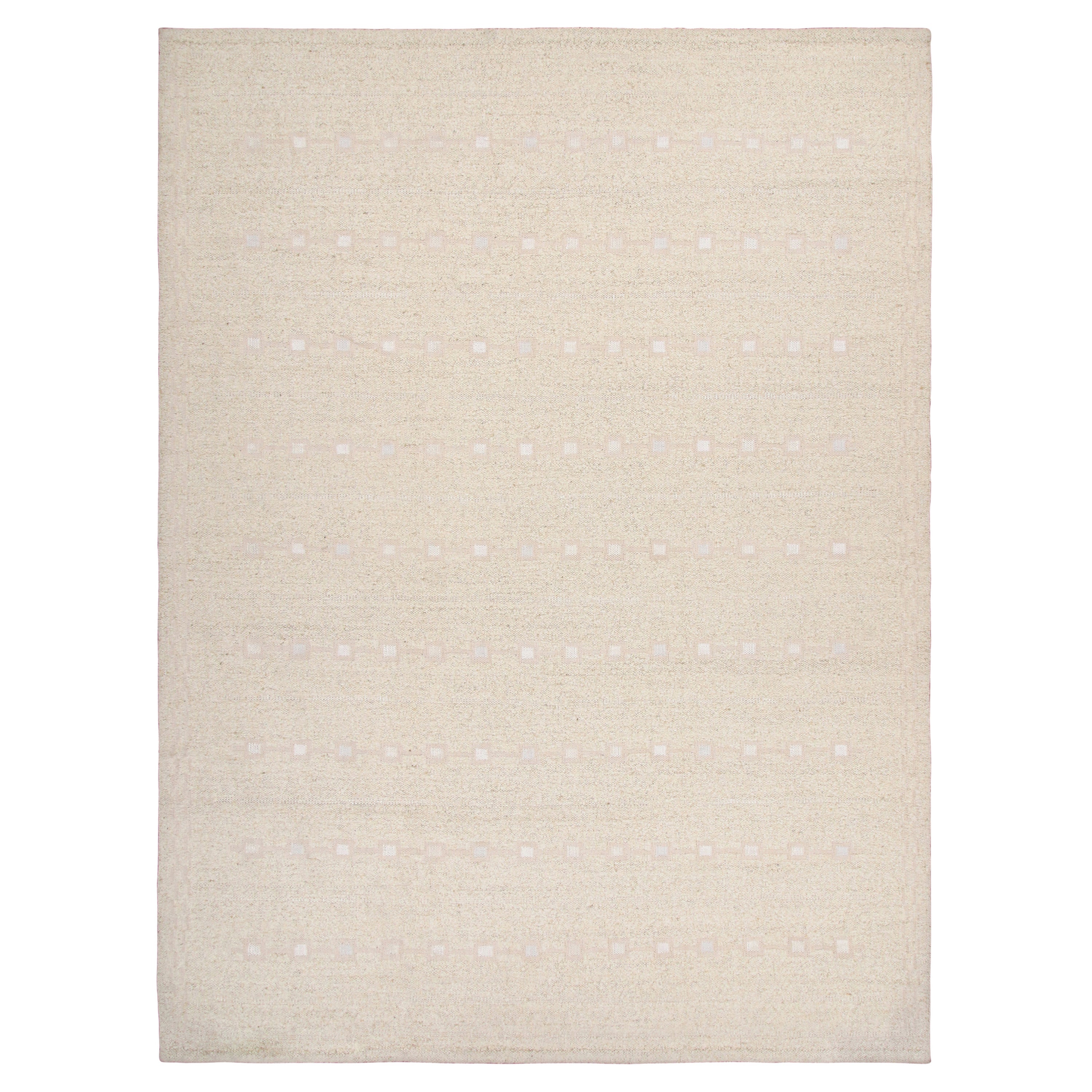 Rug & Kilim’s Custom Scandinavian Style Rug with White and Ivory Geometric Patte For Sale