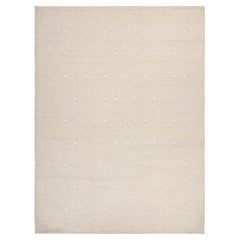 Rug & Kilim's maßgefertigter Teppich im skandinavischen Stil mit weißem und elfenbeinfarbenem geometrischem Muster