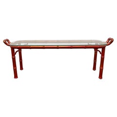 Vintage Hollywood Regency Faux Bamboo Style Cocktail Coffee Table