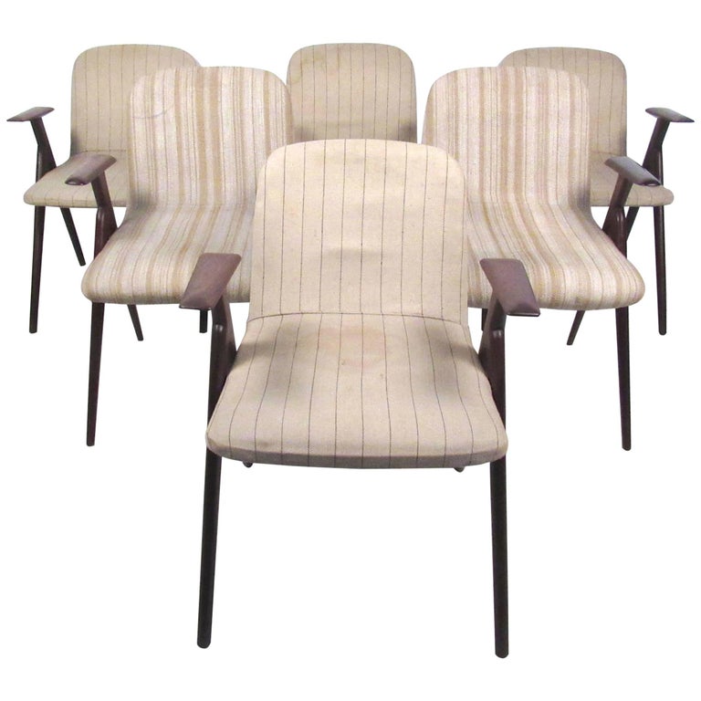 Six Mid-Century Modern Italian Dining Chairs For Sale