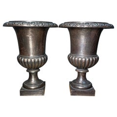 Antique French 19th Century Wrought Iron Urns