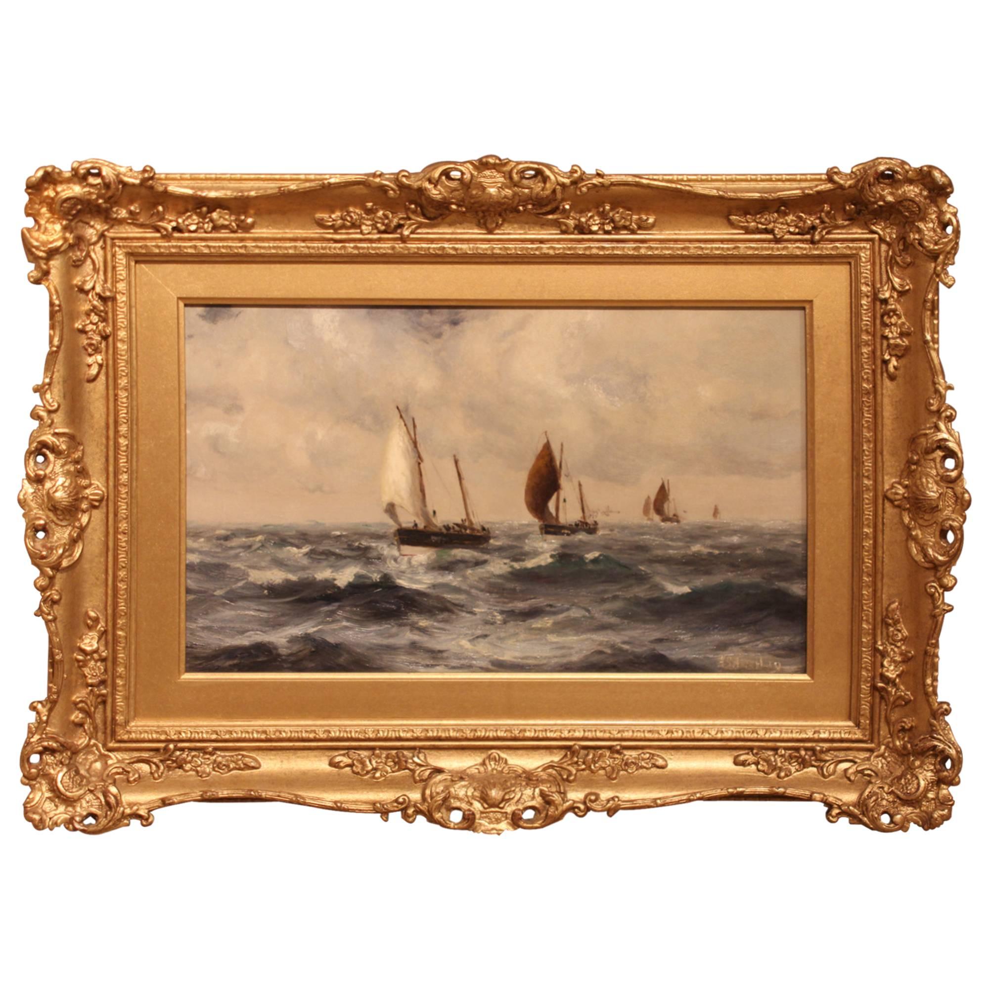 "The Herring Fleet " Oil Painting by Hugh Hemsley at 1stDibs