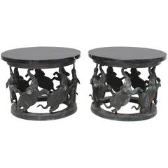 Pair of Art Deco Bronze Elephant Tables