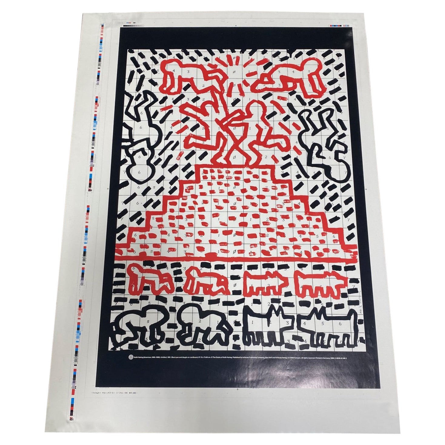 Keith Haring Vintage NYC Pop Shop te Neues Art Lithograph Poster Pyramid, 1996 For Sale