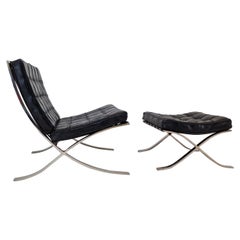 Retro Barcelona Lounge Chair With Ottoman By Knoll