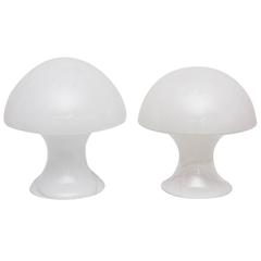 Pair of Gino Vistosi Murano Mushroom Glass Lamps