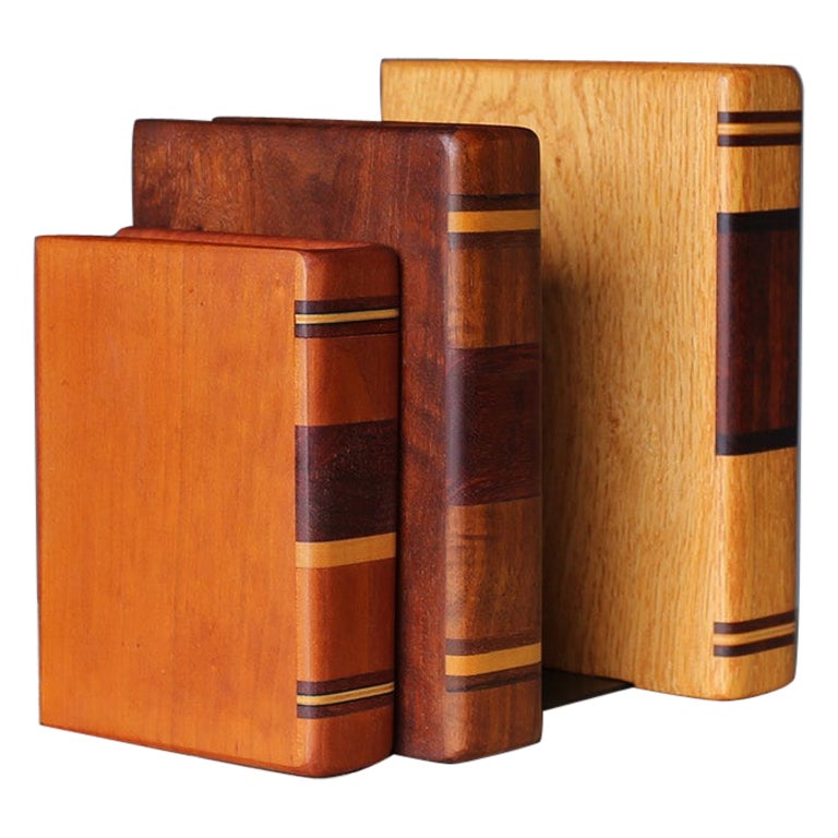 Steven B. Levine Handcrafted Wood Bookends  For Sale