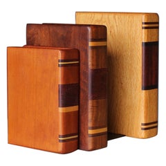 Retro Steven B. Levine Handcrafted Wood Bookends 
