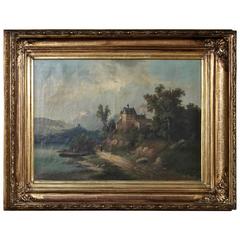 19th Century Framed Oil Painting on Canvas